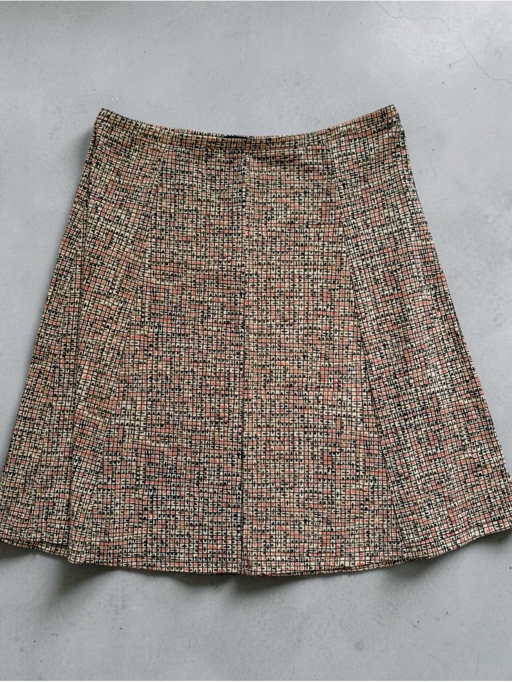 Plaid Neutral Patterned Skirt in Brown and Pink
